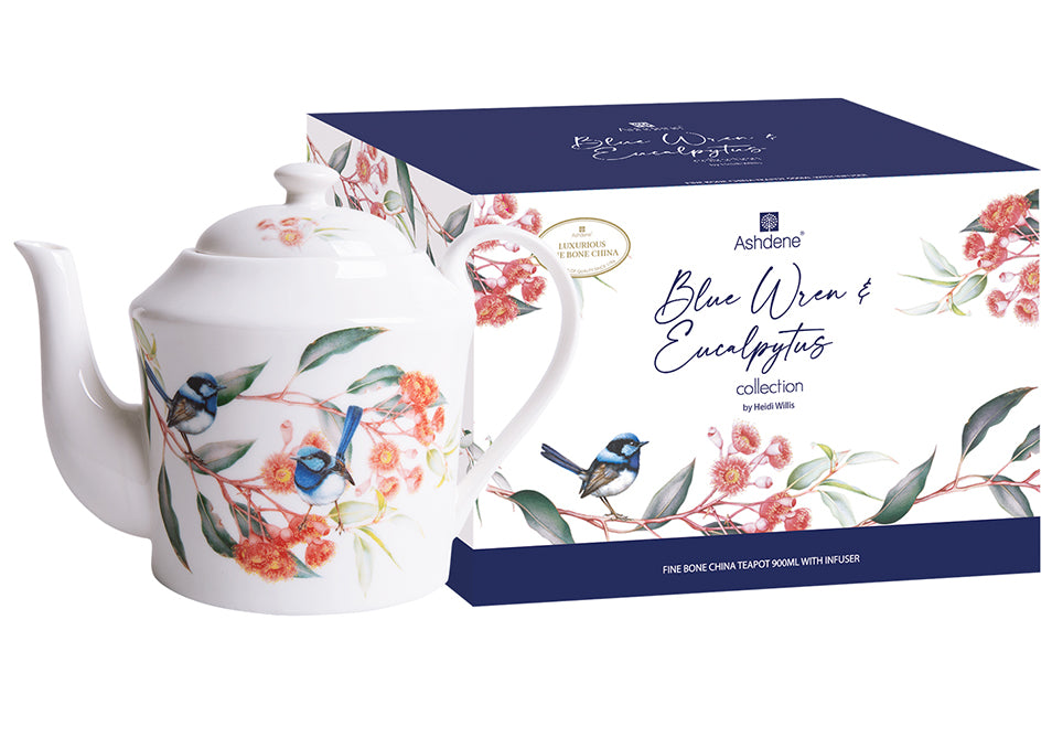 Blue Wren & Eucalyptus Teapot - 600ml