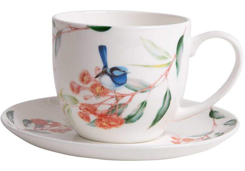 Blue Wren & Eucalyptus Cup & Saucer - 230ml