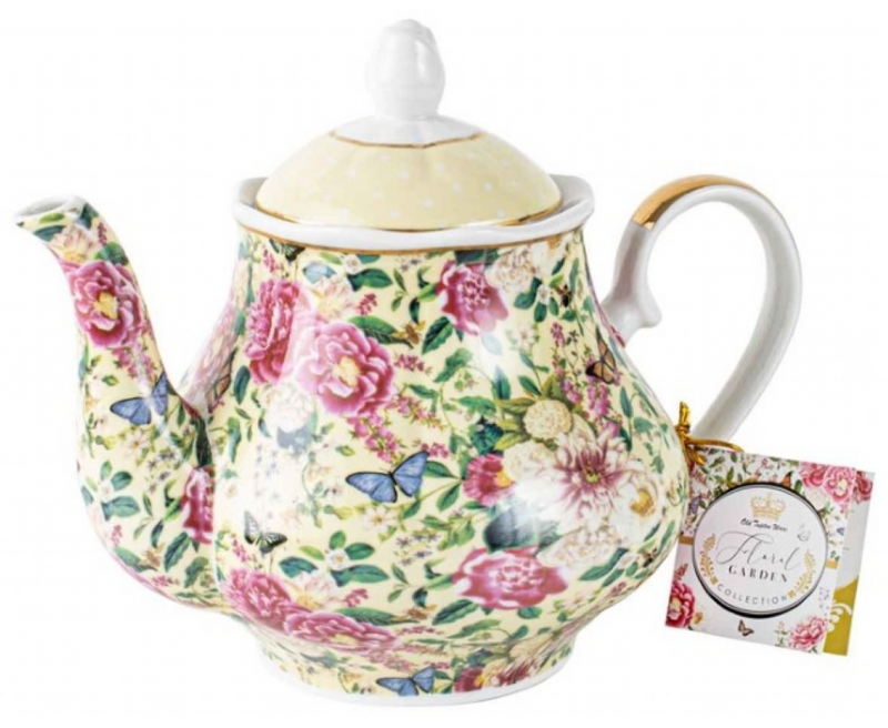 Floral Garden Cream Teapot - 1200ml