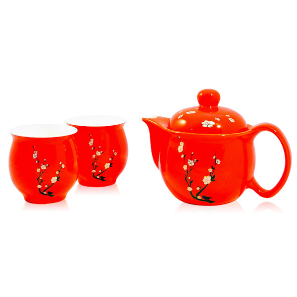 Red Cherry Blossom Teapot 2 Cup Set 500ml