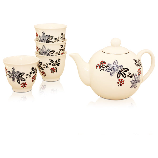 Berry Flowers Teapot 4 Cup Set - 600ml