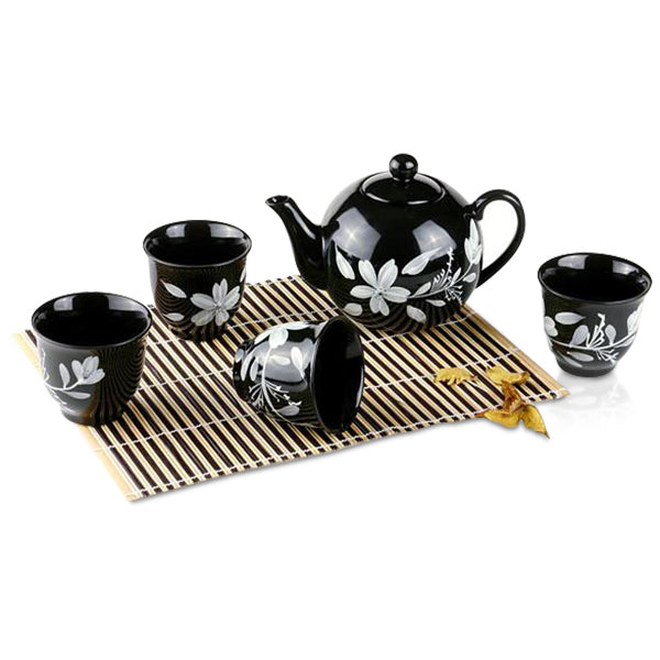 Black Happiness Teapot 4 Cup Set - 600ml