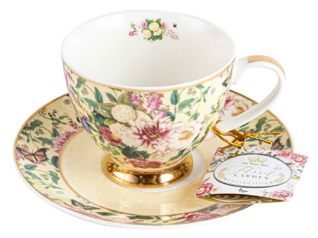 Tea Cup & Saucer - Floral Garden Cream 200ml