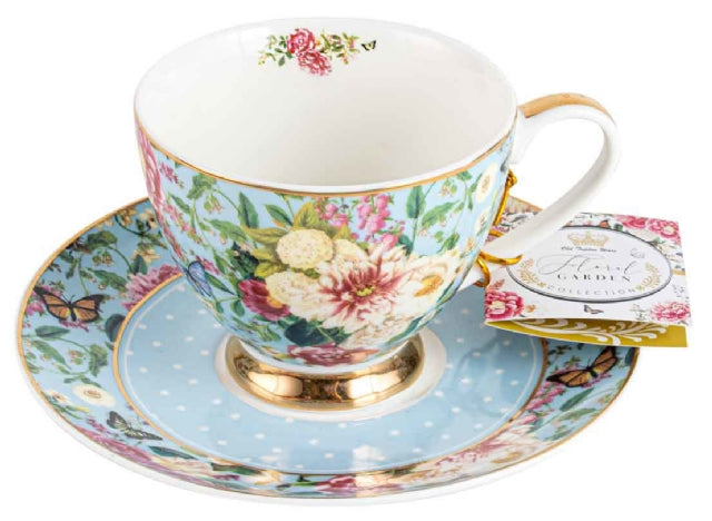 Tea Cup & Saucer - Floral Garden Powder Blue 200ml